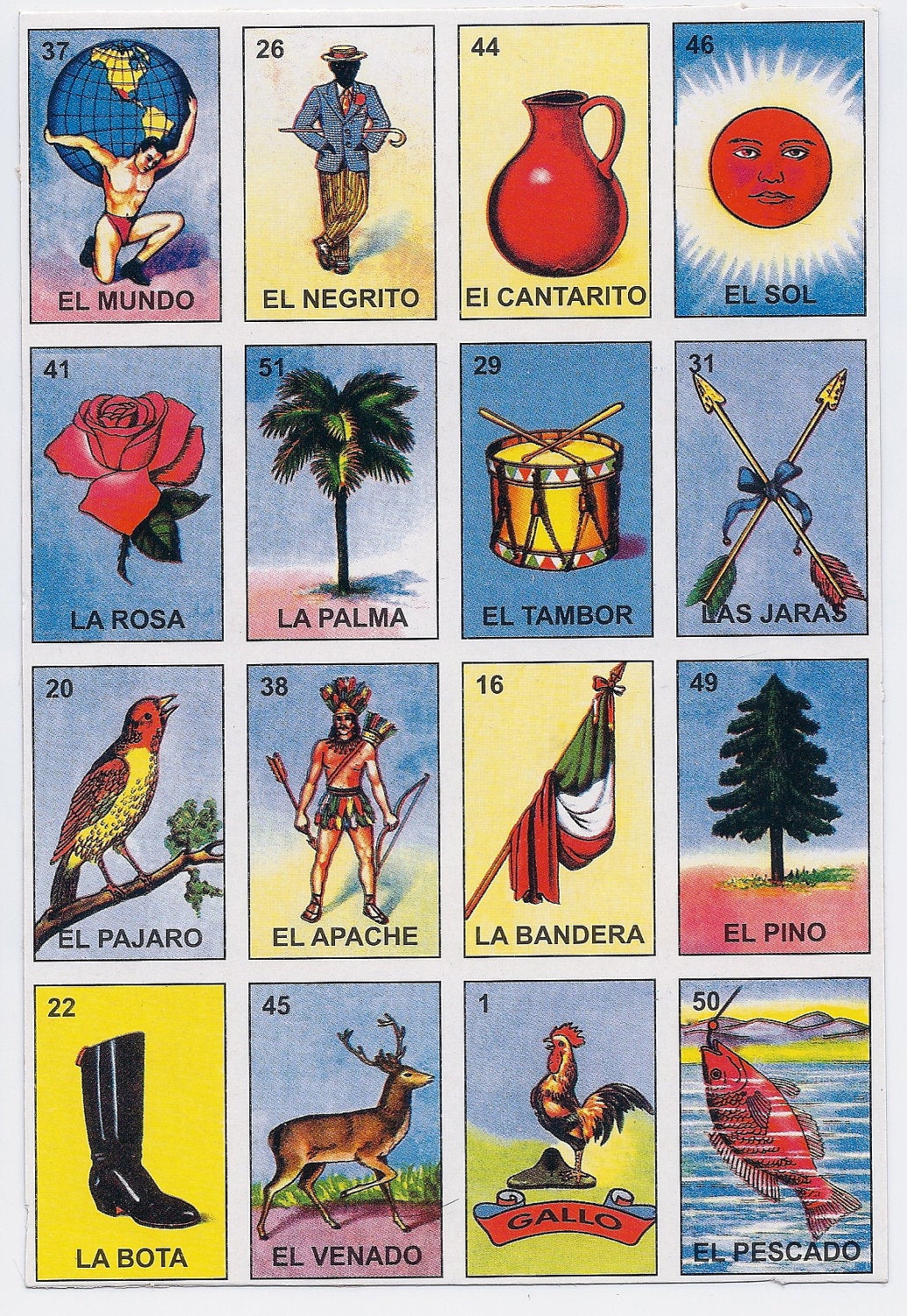 Mexican loteria game cards